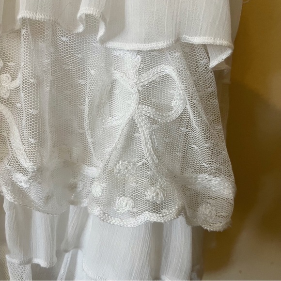 Temperance White Lace Tiered Ruffle Tank Top Bra Strap Adjustable Women’s Small - Picture 5 of 10